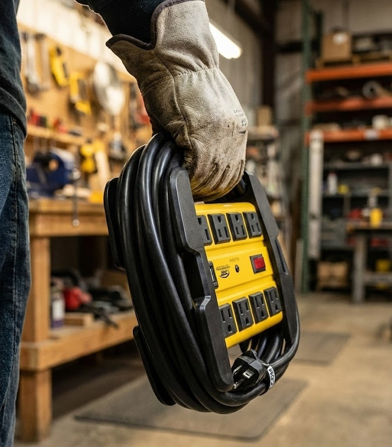 CRST 10-Outlet Metal Power Strip Surge Protector, 2800 Joules, 6FT/15FT Heavy Duty power Cord, USB-C & USB-A Ports, Cord Wrap Management, Wall Mountable Design