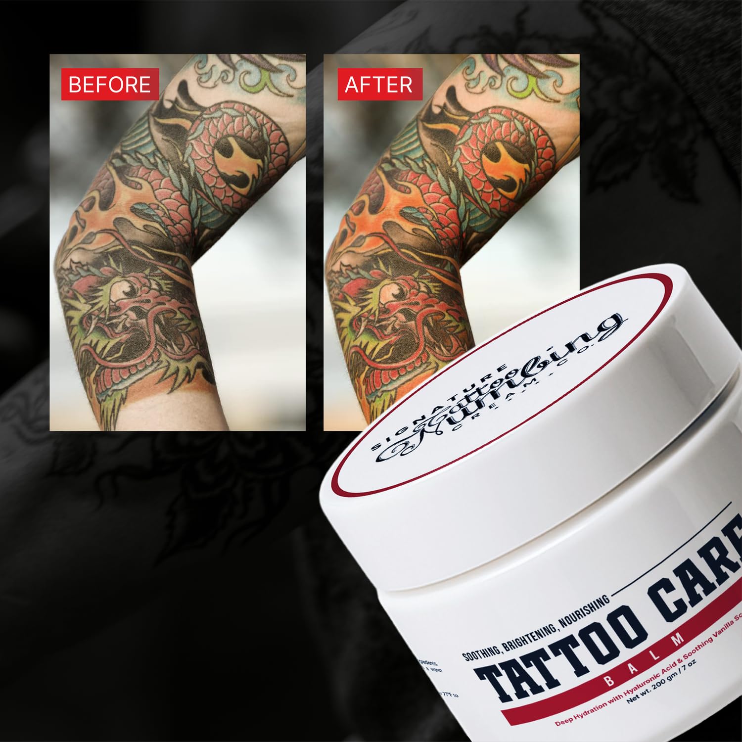 Signature Tattoo Before & Aftercare Duo – Numbing Cream (10g) + Healing Balm (7oz) for Comfortable Sessions & Vibrant Ink – Natural, Skin-Soothing Formula