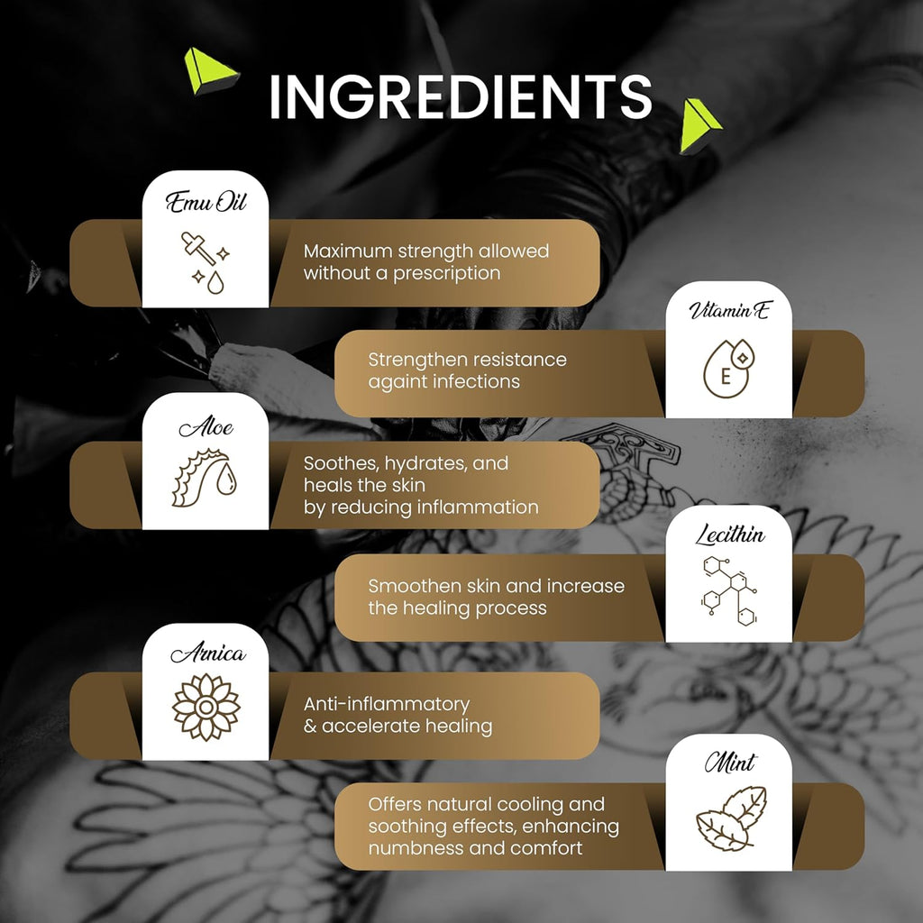 Signature Tattoo Before & Aftercare Duo – Numbing Cream (10g) + Healing Balm (7oz) for Comfortable Sessions & Vibrant Ink – Natural, Skin-Soothing Formula