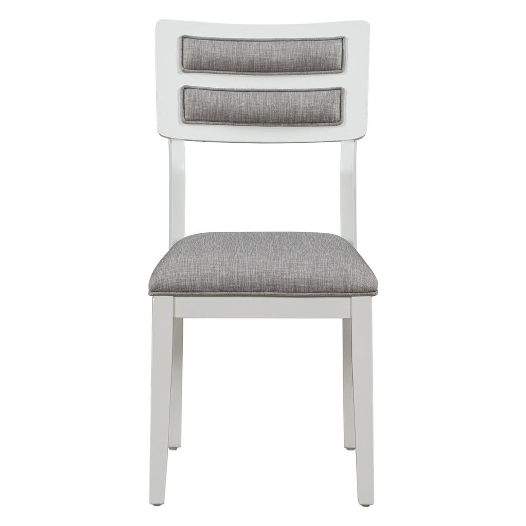 TREXM Classic and Traditional Style 6 - Piece Dining Set, Includes Dining Table  4 Upholstered Chairs & Bench (White+Gray)