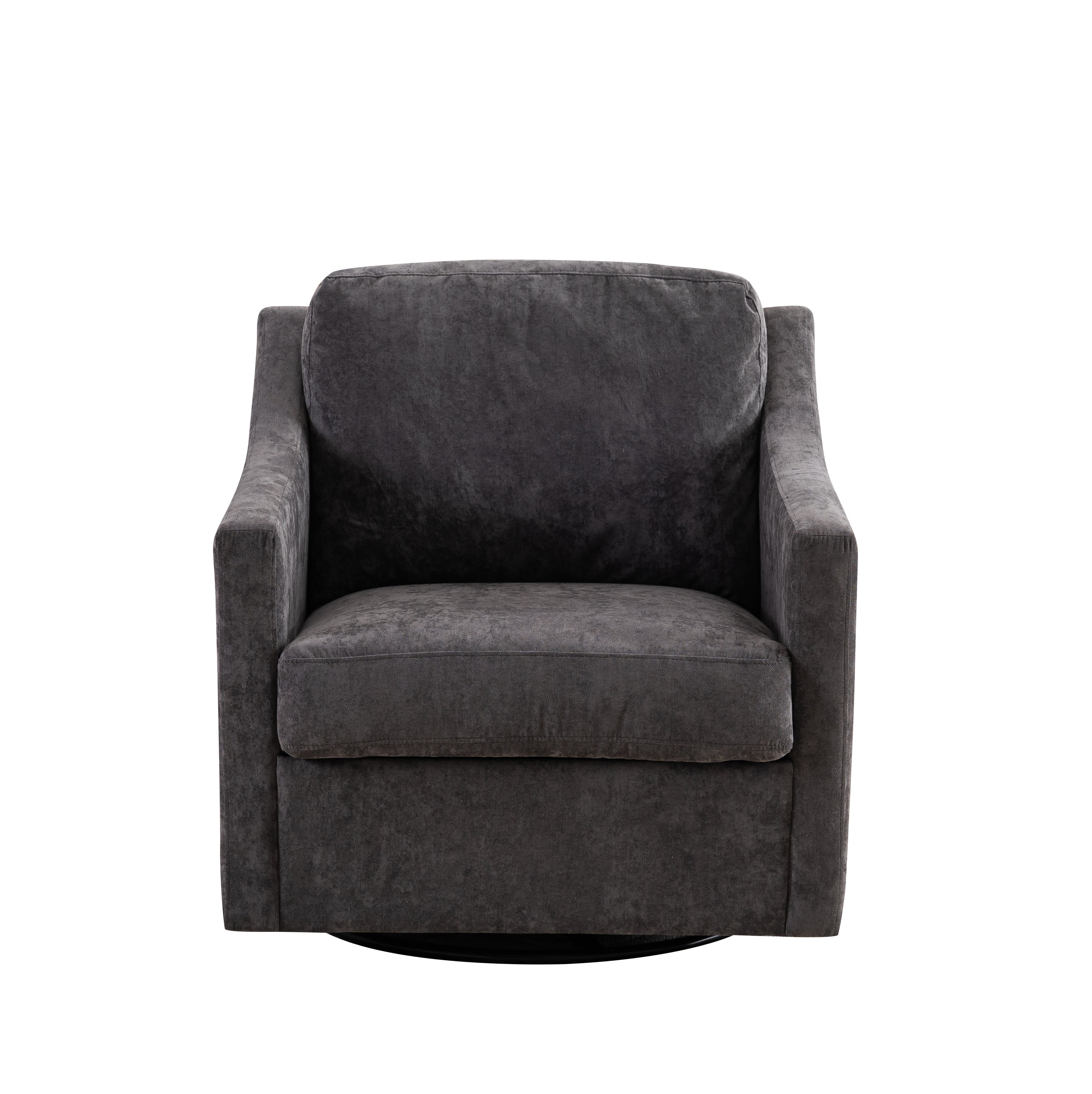 Large swivel chair, soft cushion armchair, modern chair, skin friendly gradient linen fabric, comfortable sitting gray