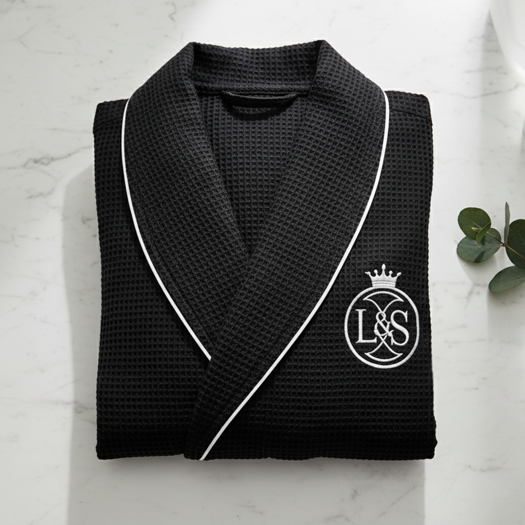 Premium Waffle Piping Robe for Men