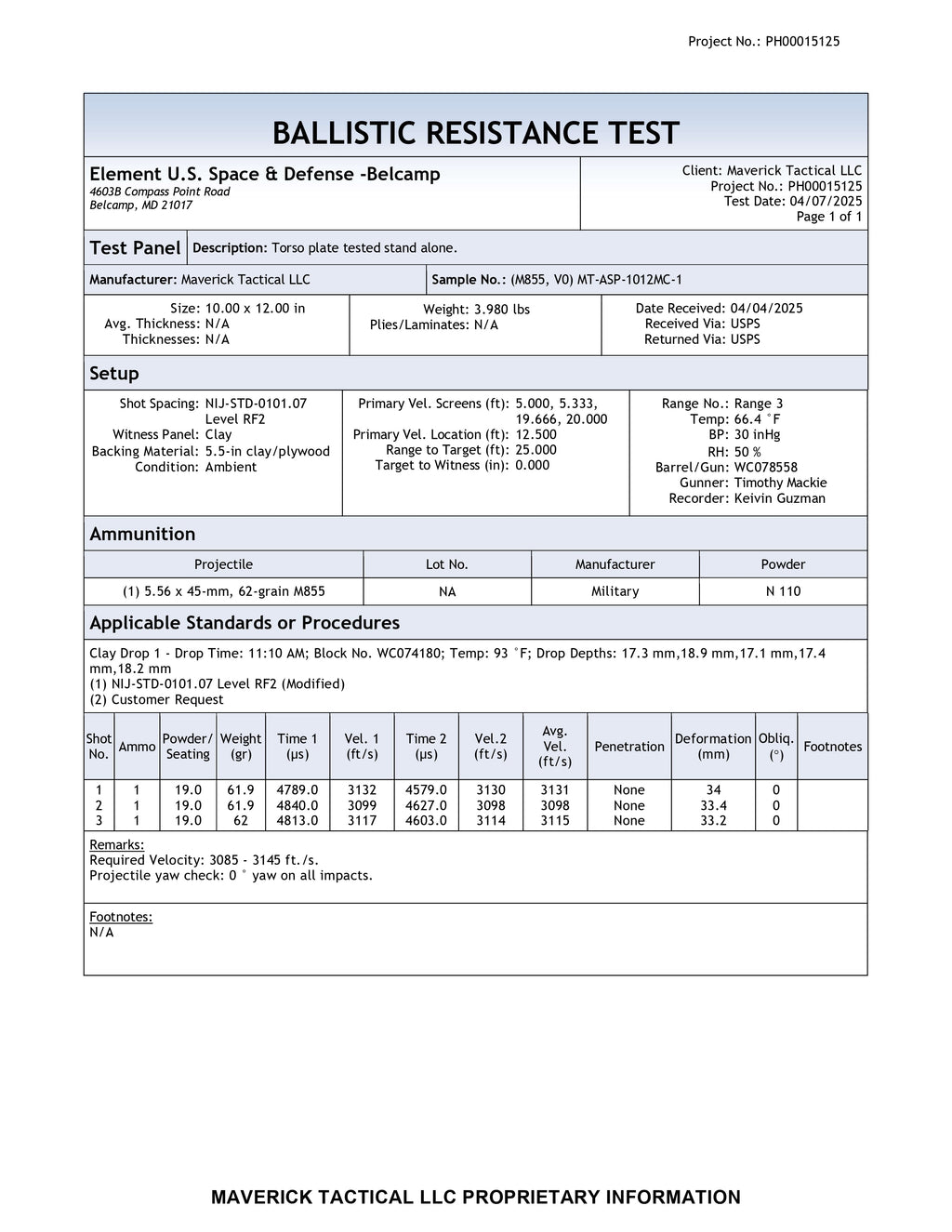 YM4 Body Armor Plate (Level SRT Special Rifle Threat)