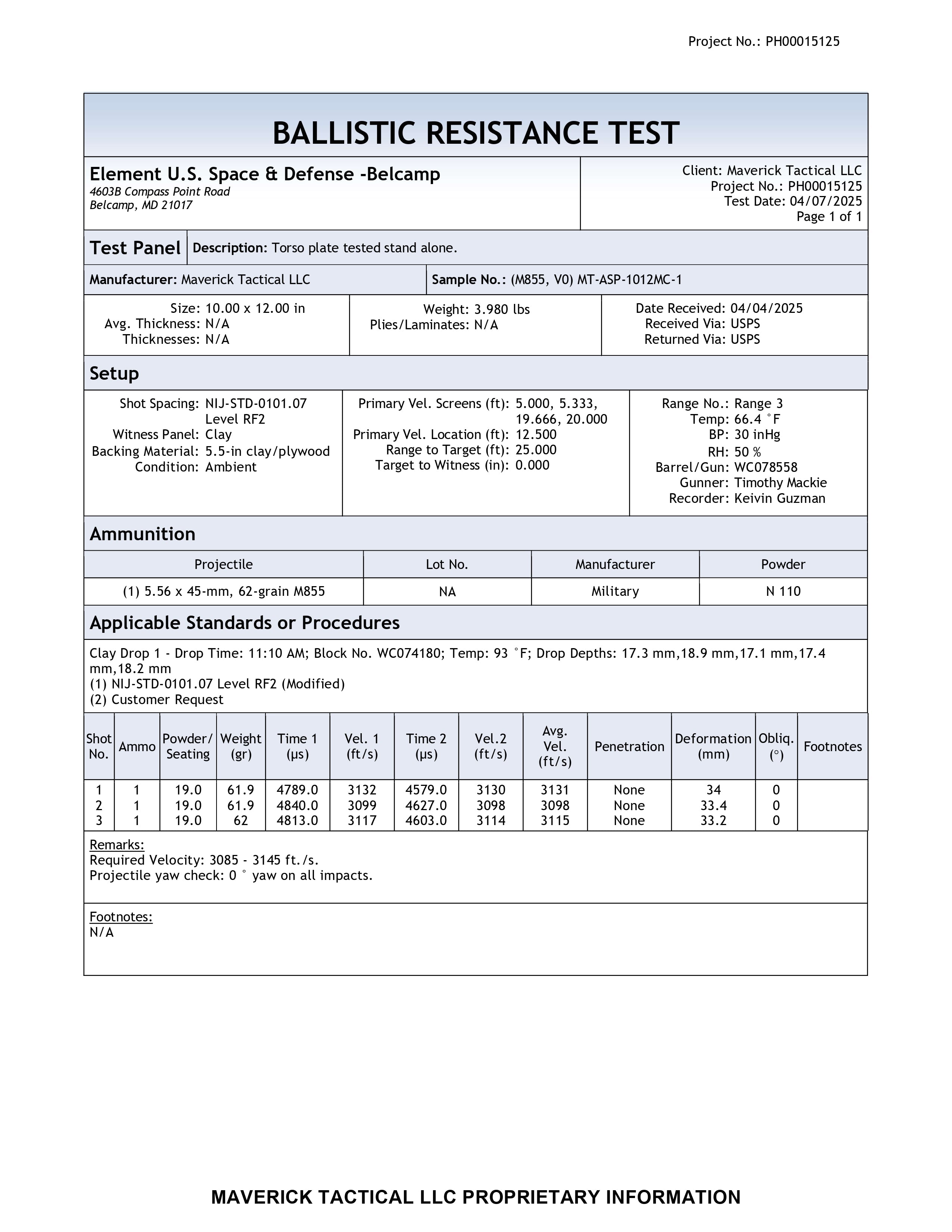 YM4 Body Armor Plate (Level SRT Special Rifle Threat)