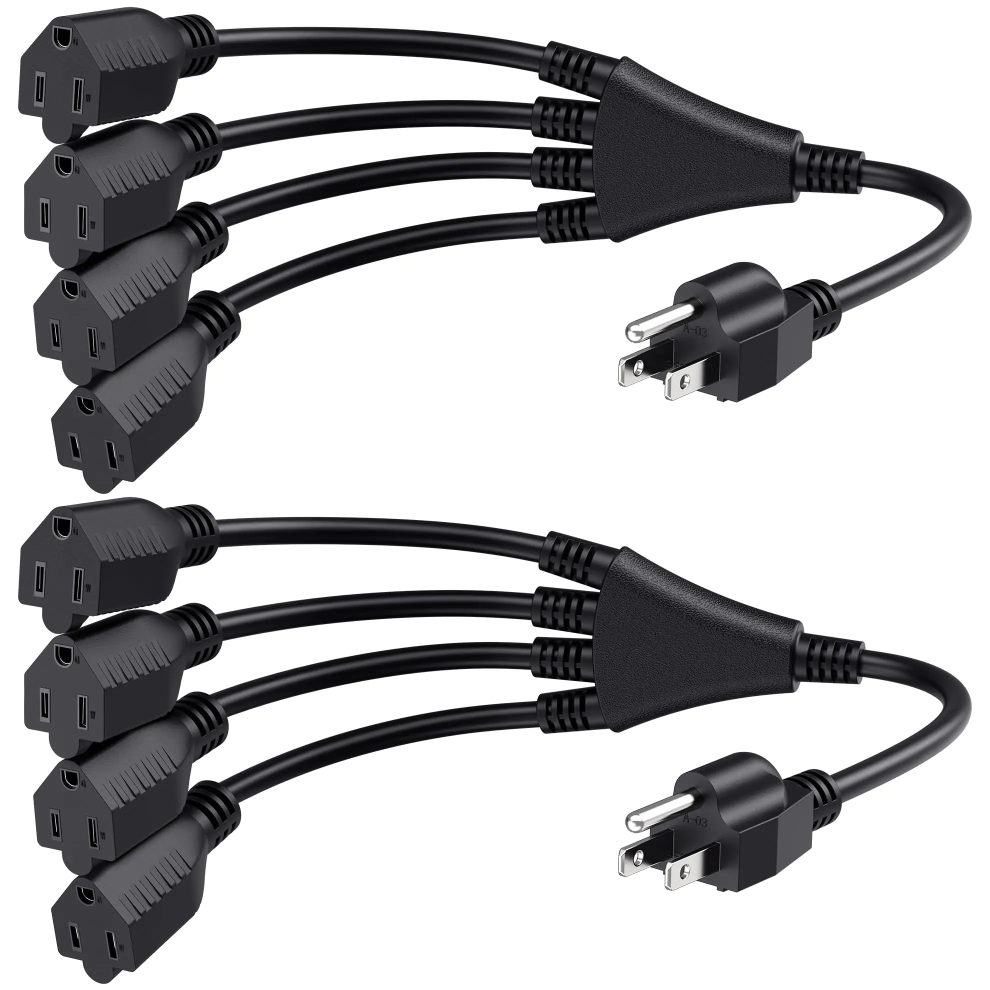 Cable Matters [UL Listed] 2-Pack 4 Outlet Power Splitter Cord (Power Cord Splitter) 1.5 Feet