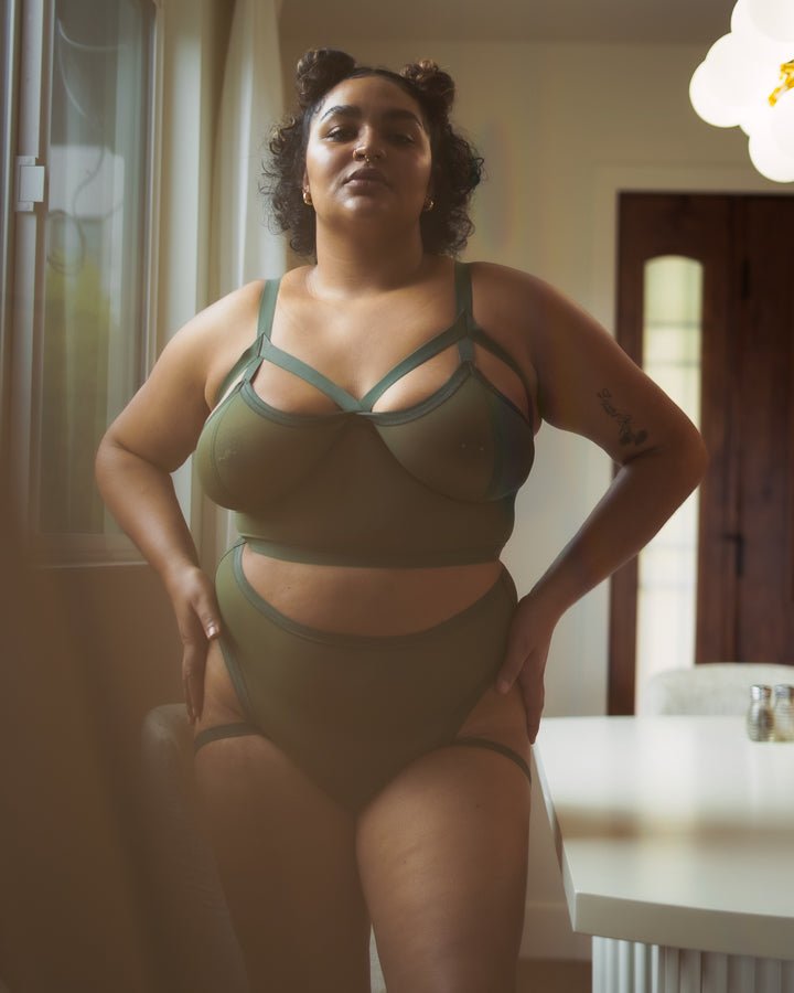 Mesh Triangle Cut Out Bralette